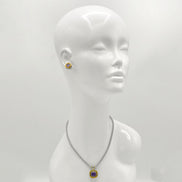 Two-Tone Crystal Square Pendant Box Chain Necklace #23172EH Explore More Colors  🔴 🟠   🔵 🟣 ⚪ ⚫(JF1 TO JF 6)