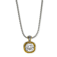 Two-Tone Crystal Square Pendant Box Chain Necklace #23172EH Explore More Colors  🔴 🟠   🔵 🟣 ⚪ ⚫(JF1 TO JF 6)