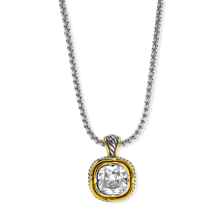 Two-Tone Crystal Square Pendant Box Chain Necklace #23172EH Explore More Colors  🔴 🟠   🔵 🟣 ⚪ ⚫(JF1 TO JF 6)