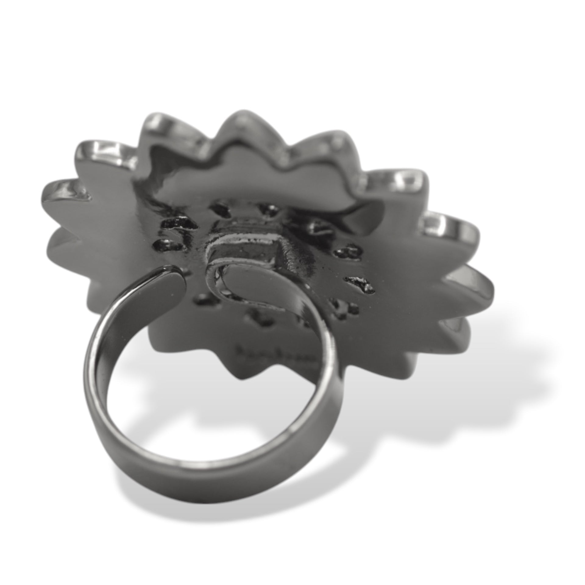 Black-Tone Metal Adjustable Ring with Red Faceted Stone# 255RD51 (1F7)