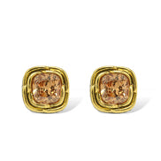 Two-Tone Crystal Square Stud Earrings - Style #23172ER | Available in Multiple Colors: 🔴🟠🔵🟣⚪⚫