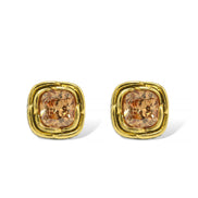 Two-Tone Crystal Square Stud Earrings - Style #23172ER | Available in Multiple Colors: 🔴🟠🔵🟣⚪⚫