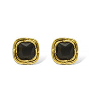 Two-Tone Crystal Square Stud Earrings - Style #23172ER | Available in Multiple Colors: 🔴🟠🔵🟣⚪⚫