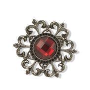 Black-Tone Metal Adjustable Ring with Red Faceted Stone# 255RD51 (1F7)