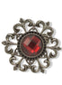 Black-Tone Metal Adjustable Ring with Red Faceted Stone# 255RD51 (1F7)