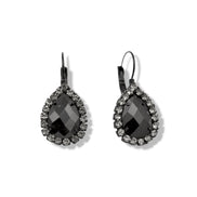 Black and White Faceted Stone Tear Drop Earrings #256BK3101 (1D8)