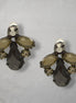 Black And Smokey Faceted Stone Stud Earrings #256BK3201 (1D8)