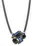 Black Metal Necklace with Multi-Color Faceted Crystals #256BL1101 (1E21)