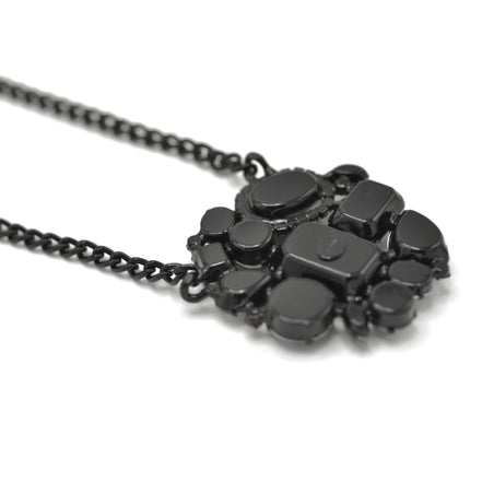 Black Metal Necklace with Multicolor Crystal Pendant necklace #256BL1201 (1E21)