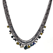 Black Metal Necklace with Multi-Color Faceted Crystals – Bold, Vibrant, and Perfect for Any Occasion! ✨ #256BL1401 (1E21)