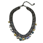 Black Metal Necklace with Multi-Color Faceted Crystals – Bold, Vibrant, and Perfect for Any Occasion! ✨ #256BL1401 (1E21)