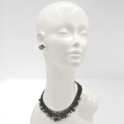 Black Metal Necklace with Multi-Color Faceted Crystals – Bold, Vibrant, and Perfect for Any Occasion! ✨ #256BL1401 (1E21)