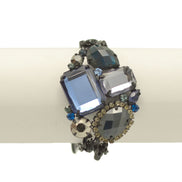 Black metal multicolor faceted crystals bracelet #256BL2101 (1E21)