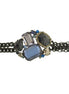Black metal multicolor faceted crystals bracelet #256BL2101 (1E21)