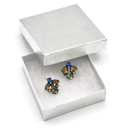 Black Metal Multi color Faceted teardrop Crystal Stud earrings #256BL3201 (7A2)