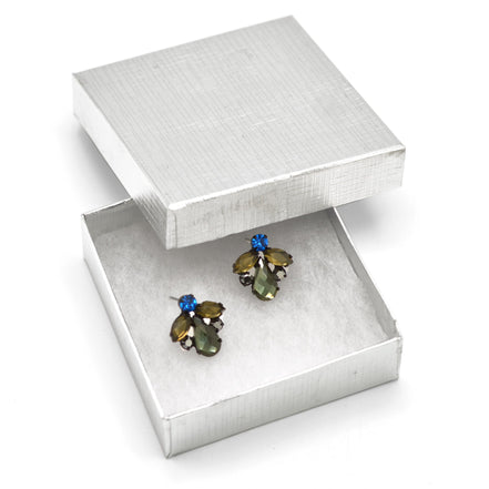 Black Metal Multi color Faceted teardrop Crystal Stud earrings #256BL3201 (7A2)