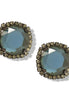 Black Metal Blue Faceted crystal clip on Earrings #256BL3401 (7A2)