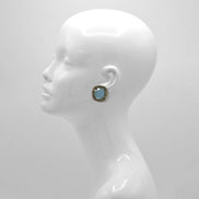 Black Metal Blue Faceted crystal clip on Earrings #256BL3401 (7A2)
