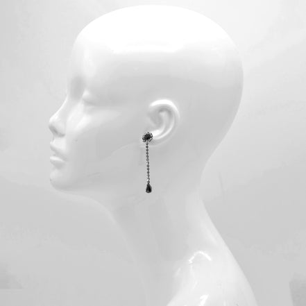 Black Metal Smoky Faceted Crystals Drop Earrings #256BK3501 (1D8)