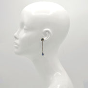 Black Metal Blue Faceted Crystals drop earrings#256BL3501 (7A2)