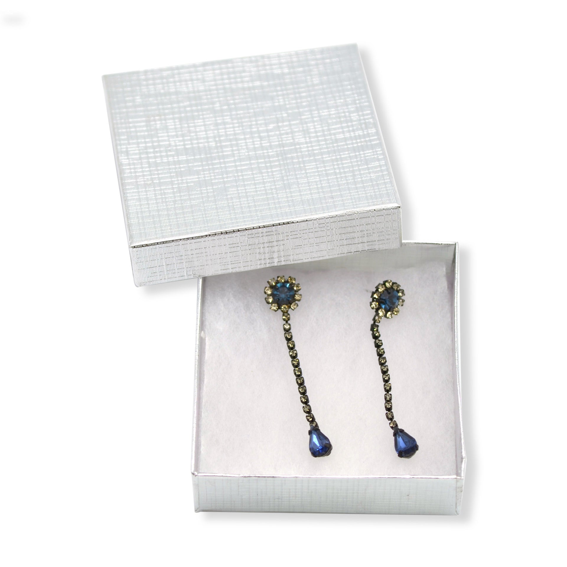 Black Metal Blue Faceted Crystals drop earrings#256BL3501 (7A2)