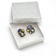 Black Metal Multi color Faceted Crystal Stud earrings #256BLL3301 (7A2)