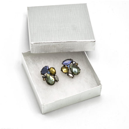 Black Metal Multi color Faceted Crystal Stud earrings #256BLL3301 (7A2)