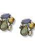 Black Metal Multi color Faceted Crystal Stud earrings #256BLL3301 (7A2)