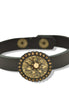 Gold Oxidized Filigree Round Crystal Pendant on Black Leather Bracelet #275GD2101 (7C3/6D2)