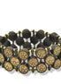 Black Metal Stretch Bracelet with Oxidized Gold Disk Accent #275GD2301 (7C3/6D2)