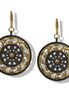 Black Metal with Gold Oxidized Filigree Round Crystal Earrings #275GD3201 (7C3/6D2)