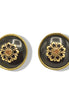 Gold-Tone Metal Earrings with Black Enamel and Crystal Accents #275GD3401 (7C3/6D2)