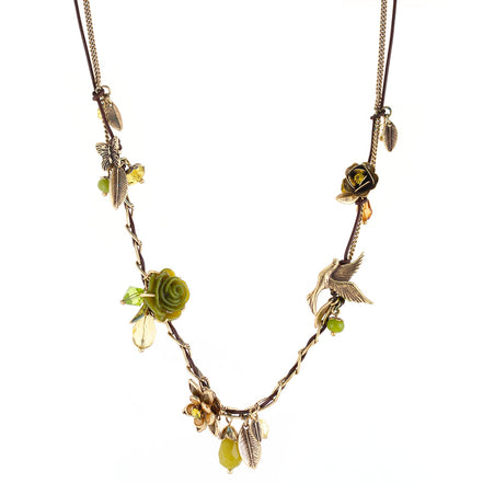 OLIVE GREEN CHARM  NECKLACES #216GN1201 (1E6)