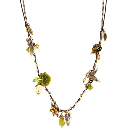 OLIVE GREEN CHARM  NECKLACES #216GN1201 (1E6)