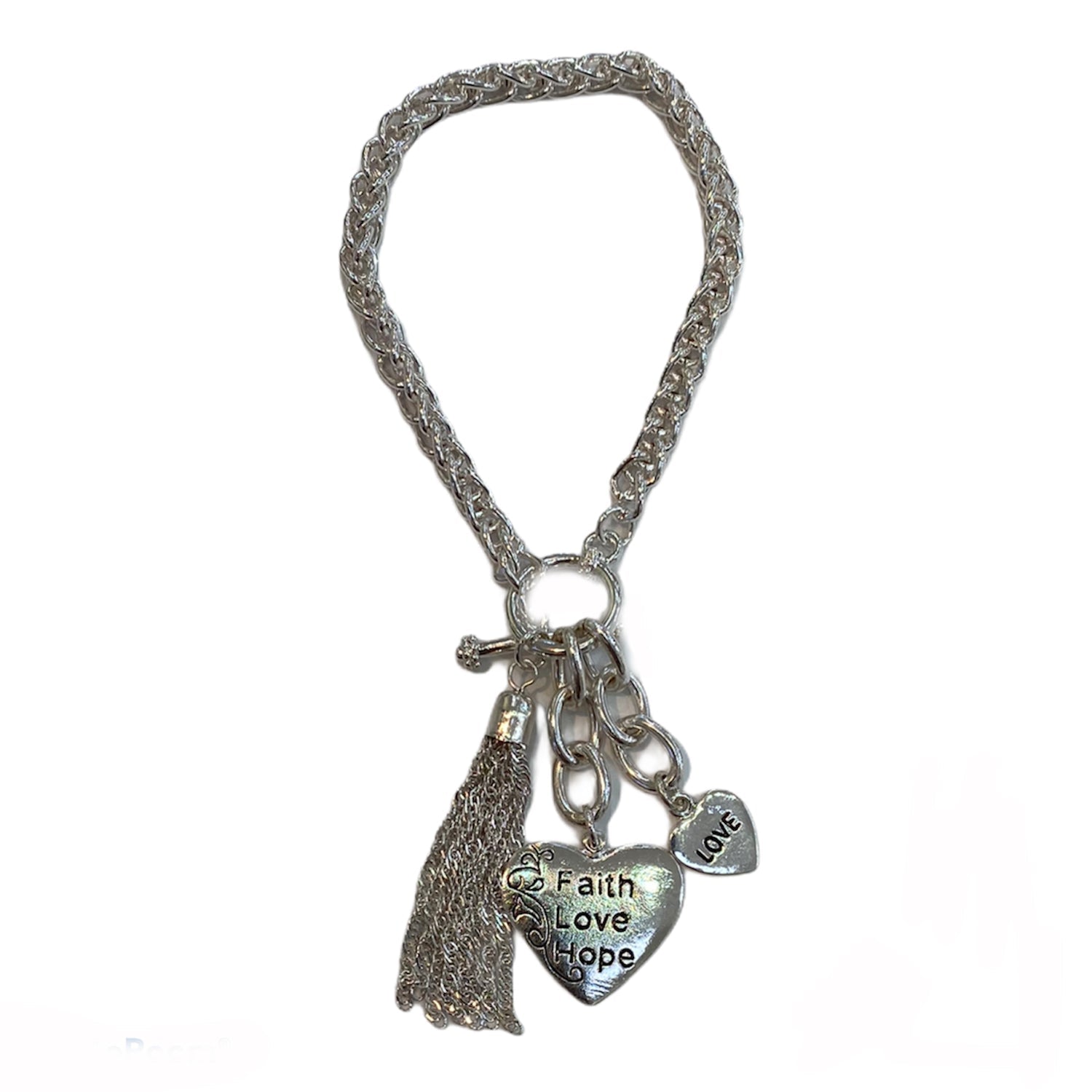 SILVER HEART CHARM BRACELET#FW1203249 (UE4)