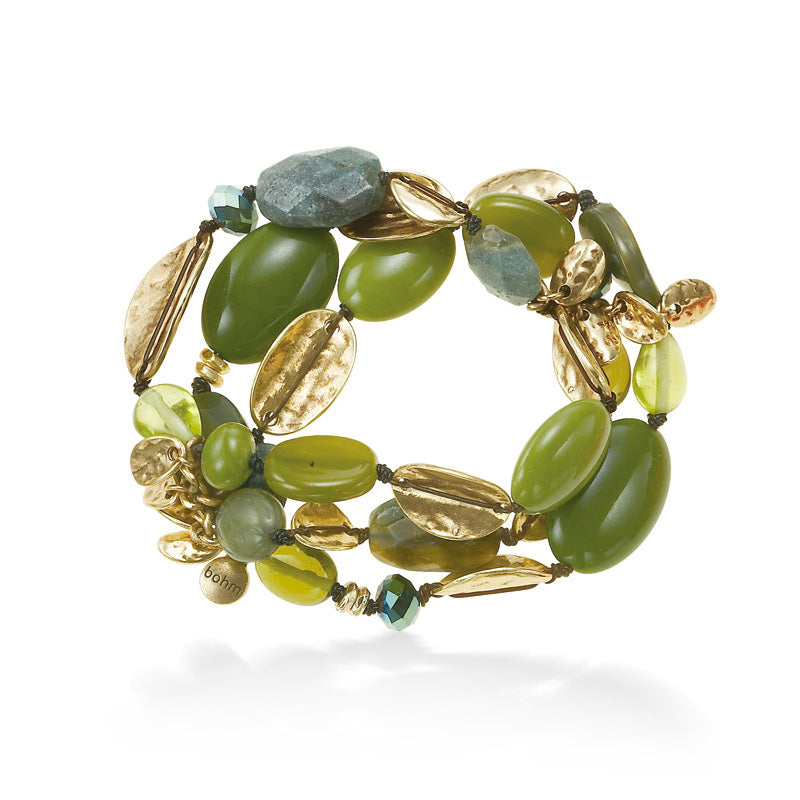 GREEN STONE STRETCH  BRACELETS #305GN2201 (IF20)