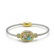 TWO TONE MULTICOLOR STONE TWISTED ROPE BRACELET # 34175BR-MT(FE13)