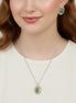 TWO TONE MULTI COLOR CRYSTAL OVAL PENDANT SILVER ROPE CHAIN NECKLACE #34176EH-MT