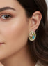 TWO TONE MULTI COLOR CRYSTAL POST EARRINGS #34176ER-MT