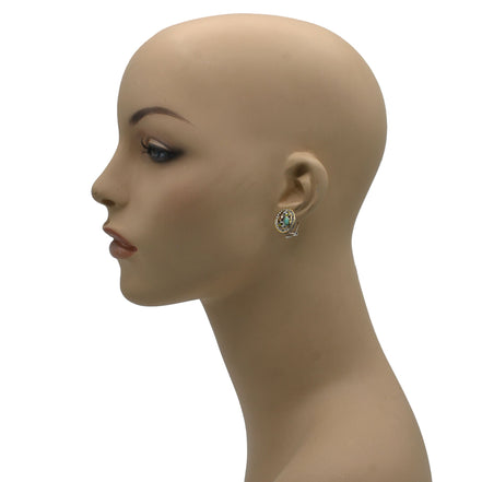 TWO TONE MULTI COLOR CRYSTAL POST EARRINGS #34176ER-MT