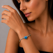 TWO TONE AQUA BLUE CRYSTAL CLASSIC CABLE BRACELET# 4110BR-TTAQ(FD12)