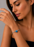 TWO TONE AQUA BLUE CRYSTAL CLASSIC CABLE BRACELET# 4110BR-TTAQ(FD12)