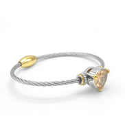 TWO TONE LIGHT TOPAZ CRYSTAL CLASSIC CABLE BRACELET # 4110BR-TT-LT.C.T(FC13)