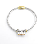 TWO TONE LIGHT TOPAZ CRYSTAL CLASSIC CABLE BRACELET # 4110BR-TT-LT.C.T(FC13)