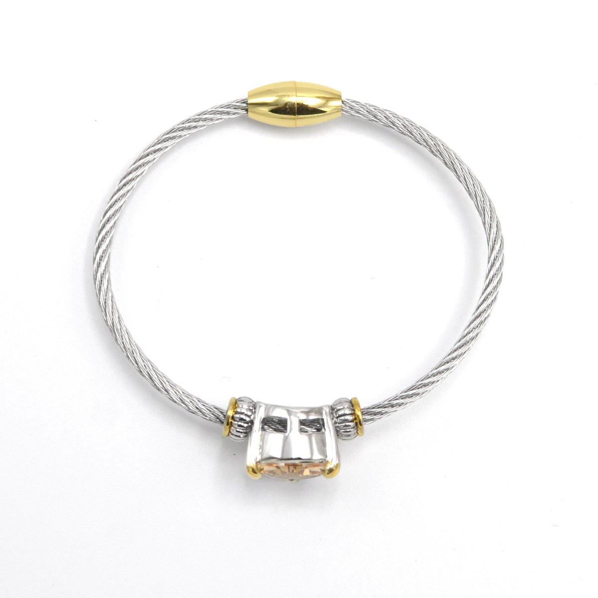 Topaz Crystal Heart Stone Cable Bracelet – 2.5