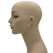 Rose Crystal Stud Earrings – Silver & Gold Tone Accents | 0.8