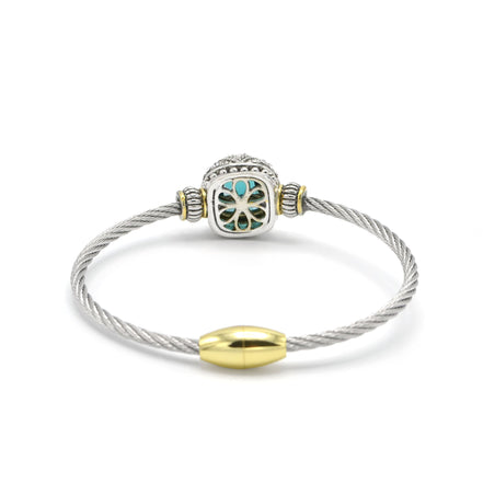 TWO TONE AQUA BLUE CRYSTAL CLASSIC CABLE BRACELET #42269BR-AQ(FF25)