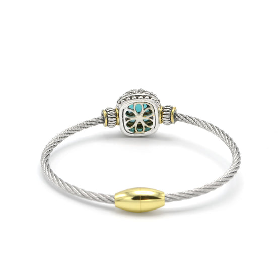 TWO TONE AQUA BLUE CRYSTAL CLASSIC CABLE BRACELET #42269BR-AQ(FF25)