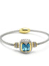 TWO TONE AQUA BLUE CRYSTAL CLASSIC CABLE BRACELET #42269BR-AQ(FF25)