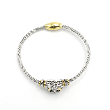 TWO TONE BLACK CRYSTAL CLASSIC CABLE BRACELET # 42269BR-TJT  (FF27)